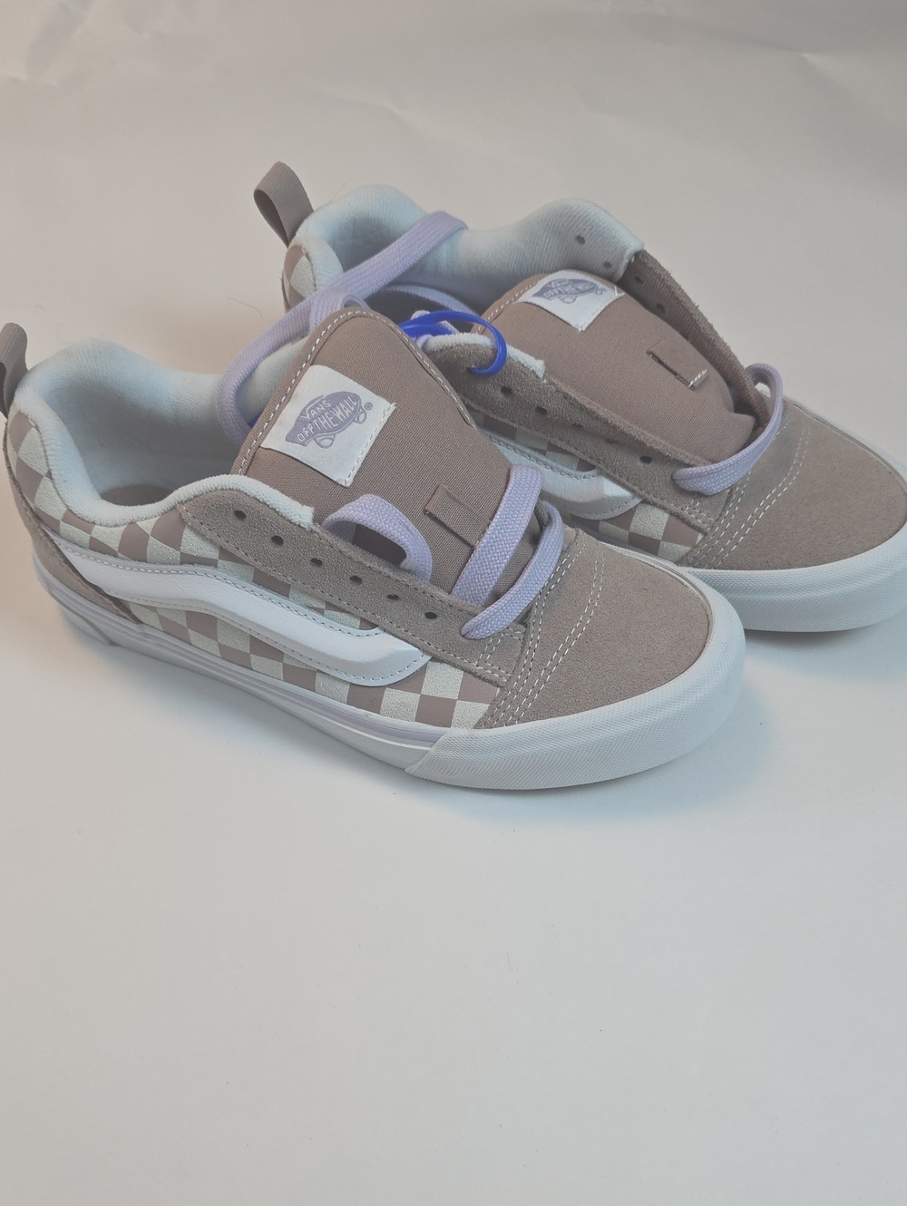 Brand New Vans Knu Skool Checkerboard Etherea' sneakers Lavender Laces M 7/ W8.5